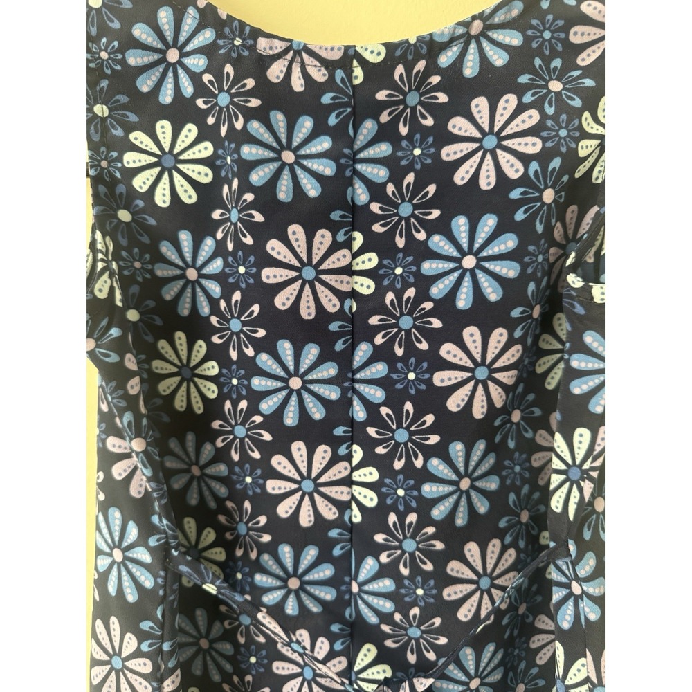 Y2K 90s‎ Vintage SWAT Kids Dress Sundress Jumper Size 5 Polyester Navy Floral - Picture 3 of 5
